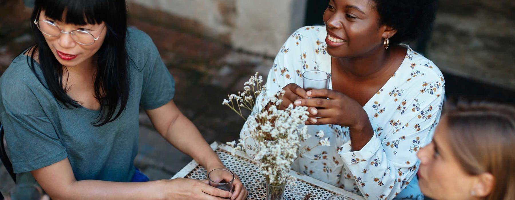 group of women having brunch at a neighborhood restaurant