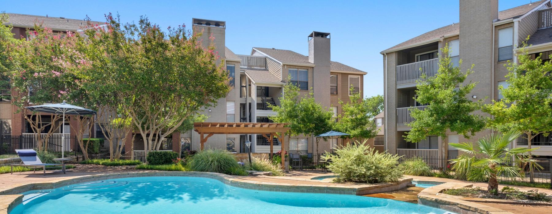 a swimming pool in a backyard