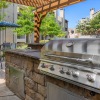 Grilling station and lush landscaping